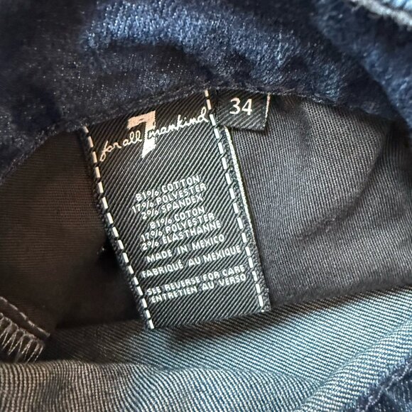 7 For All Mankind Jeans Mens 34x29 The Straight Stretch Denim Pants Dark Wash - Picture 6 of 6